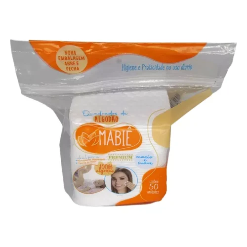 ALGODAO QUADRADO ZIPLOCK 50 UNIDADES MABIE