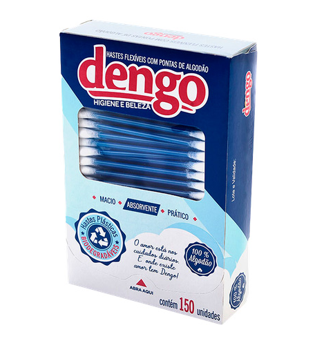 COTONETE HASTE FLEXIVEL DENGO PONTAS DE ALGODAO -150 UNIDADES