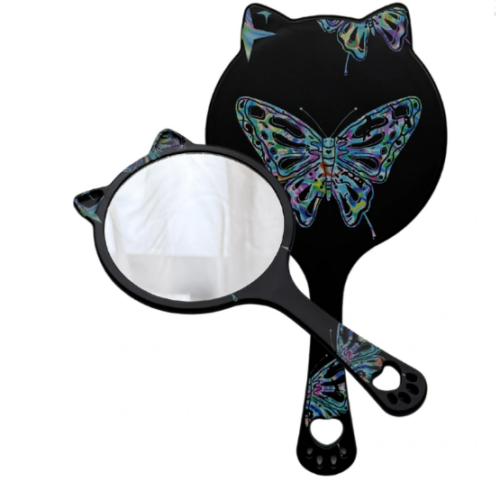 ESPELHO DE MAO GATINHO OVAL PLASTICO 17,5 CM