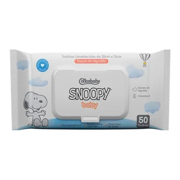 LENÇO TOALHA UMEDECIDA COTTONBABY SNOOPY  50 FOLHAS
