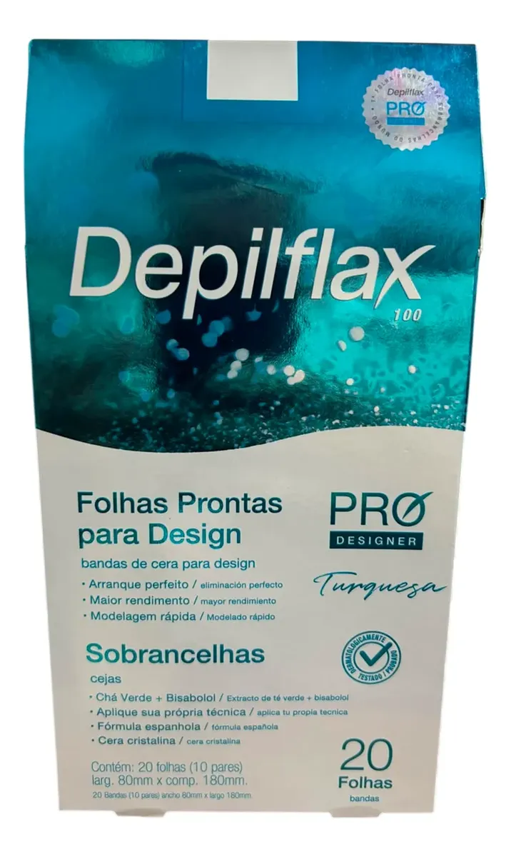 FOLHAS PRONTAS DESIGN DE SOBRANCELHAS 20 FOLHAS TURQUESA- DEPILFLAX