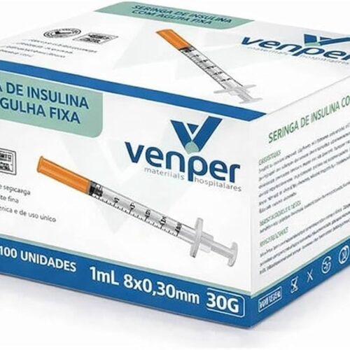 SERINGA INSULINA AGULHA FIXA 1ML 30G 8MMX0,30 - 100 UND.- VENPER
