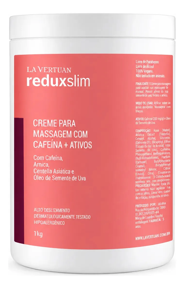 CREME COM CAFEINA PARA CELULITE + ATIVOS 1 KG LA VERTUAN