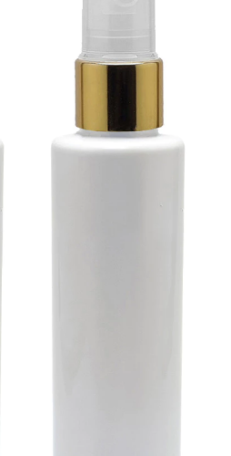FRASCO SPRAY COM TAMPA BRANCO E DOURADO 90 ML