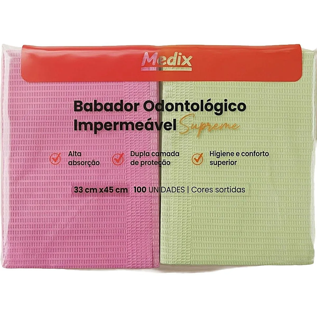 BABADOR ODONTOLOGICO DESCARTAVEL COLORIDO COM 100 UND MEDIX - Imagem 2