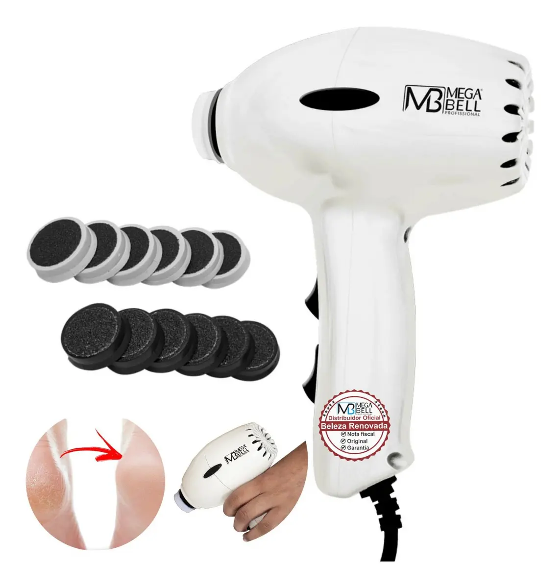APARELHO PROFISSIONAL PEDICURO MOTOR LIXAR P/ PE COMPACT MEGA BELL 220V BRANCO