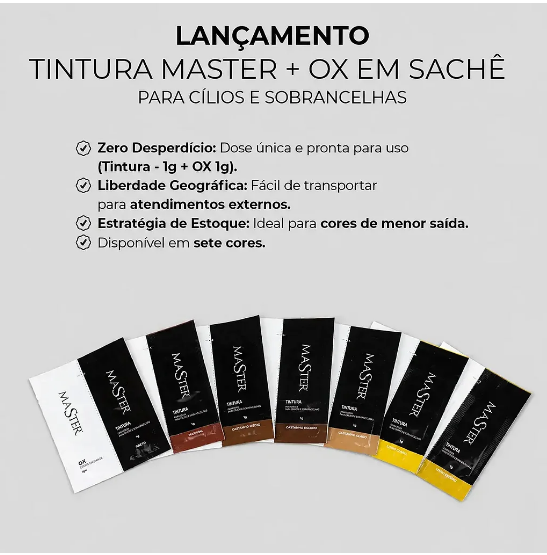 TINTA CASTANHO CLARO MASTER 1G + OXIDANTE 1ML SACHES - Imagem 2